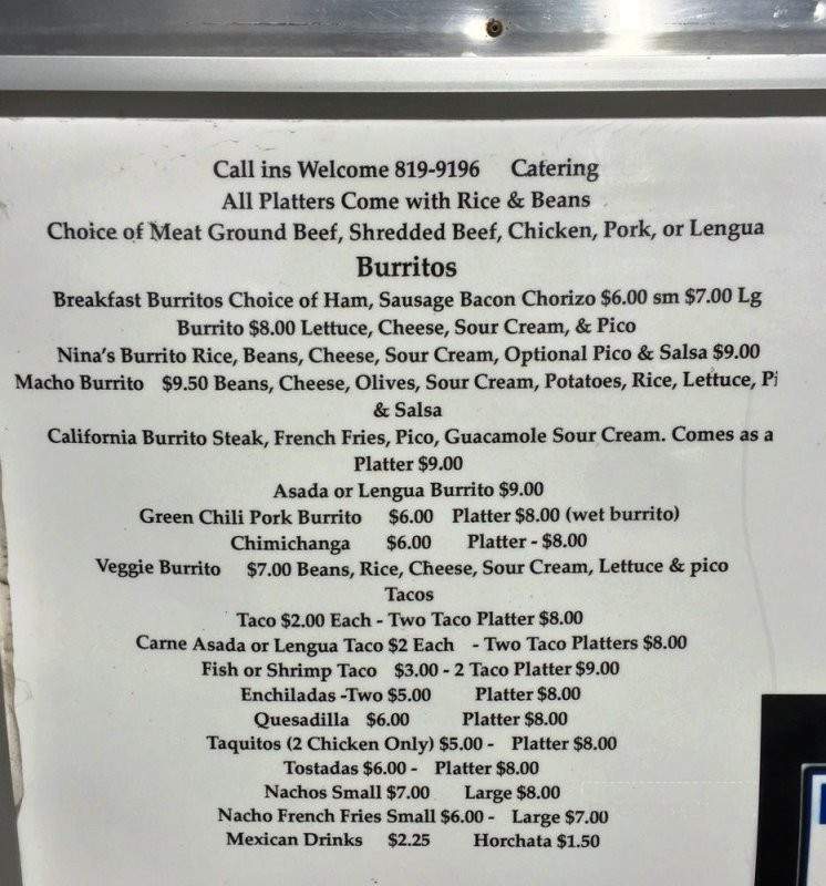 Nina Mary's - Coeur d'Alene, ID menu_pic