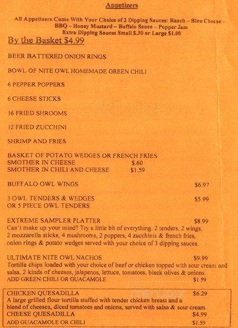 Nite Owl Sports Bar & Grill - Lakewood, CO menu_pic