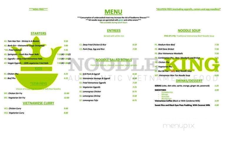 Noodle King - Lancaster, PA menu_pic