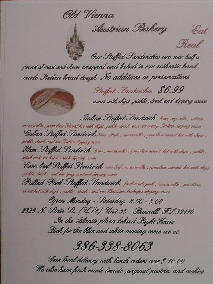 Old Vienna - Bunnell, FL menu_pic