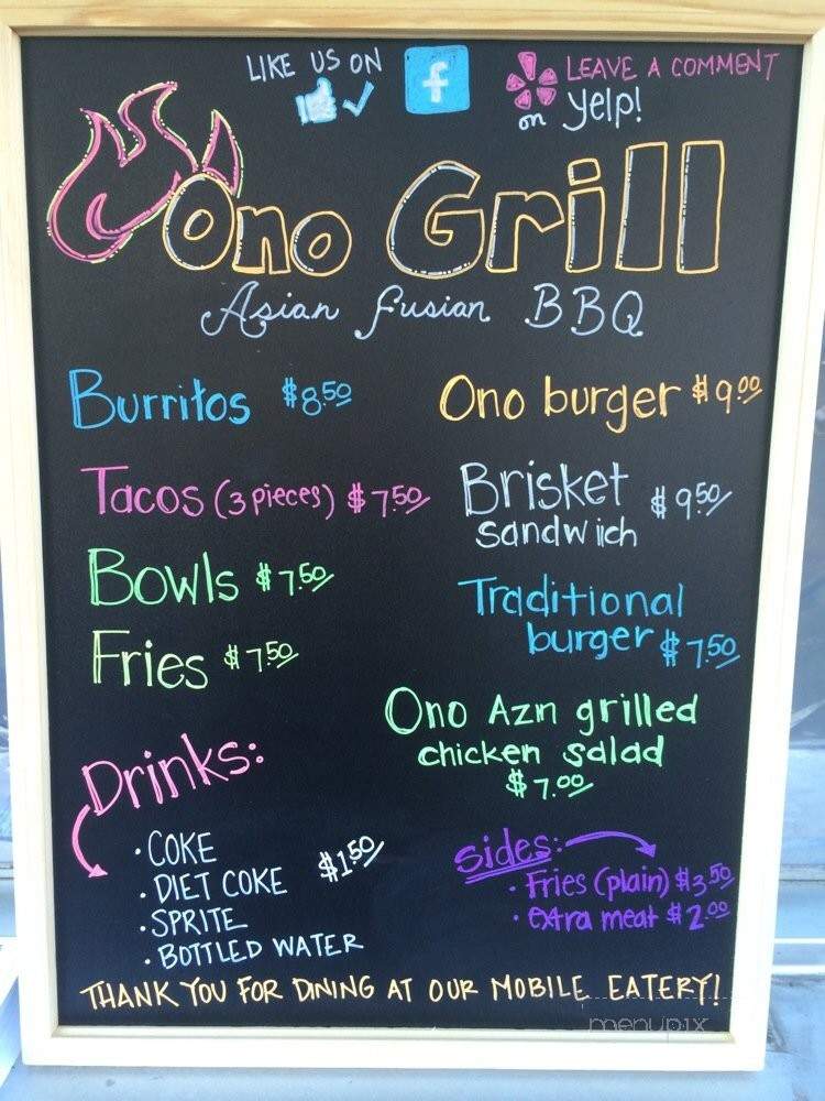 Ono Grill Asian Fusion BBQ - Rancho Santa Margarita, CA menu_pic