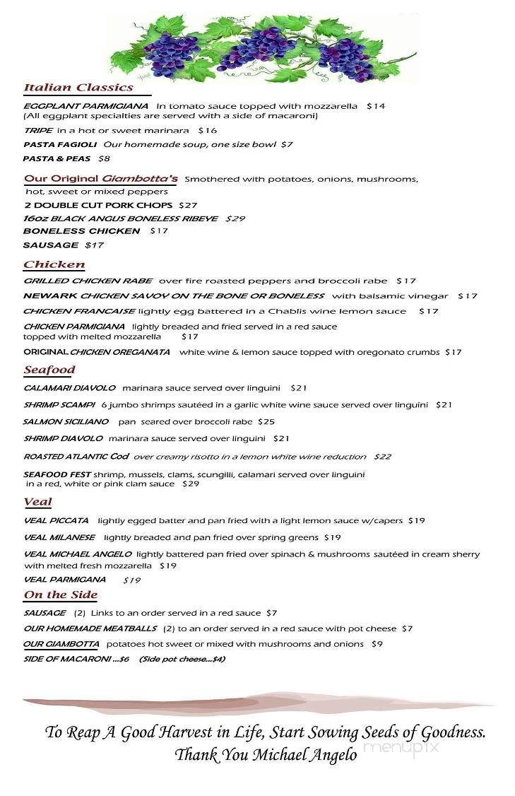 Michael Angelo's Restaurant & Brick Oven Pizza - Fairfield, NJ menu_pic