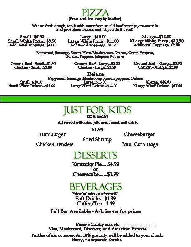 Pacer's Rib House - Cleveland, OH menu_pic