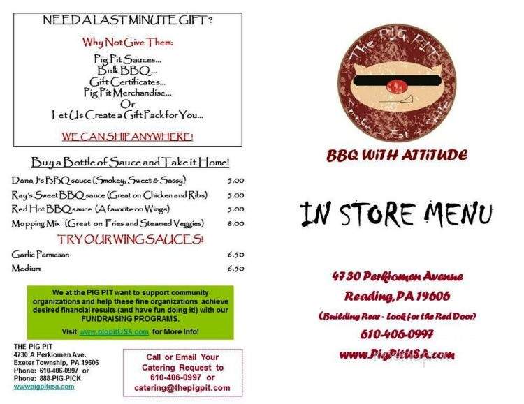 Pig Pit - Reading, PA menu_pic
