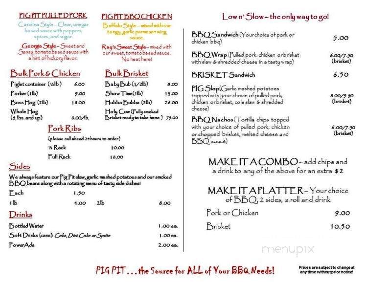 Pig Pit - Reading, PA menu_pic