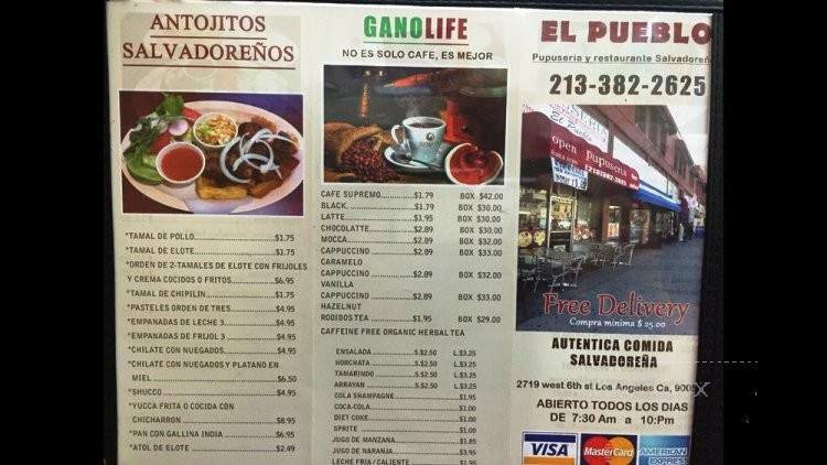 El Pueblo Pupuseria and Salvadoran Restaurant - Los Angeles, CA menu_pic