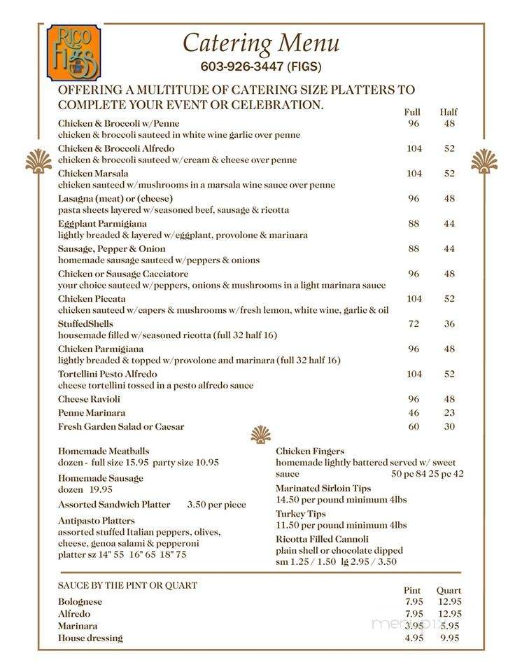 Rico's Italian Cucina - Hampton Falls, NH menu_pic
