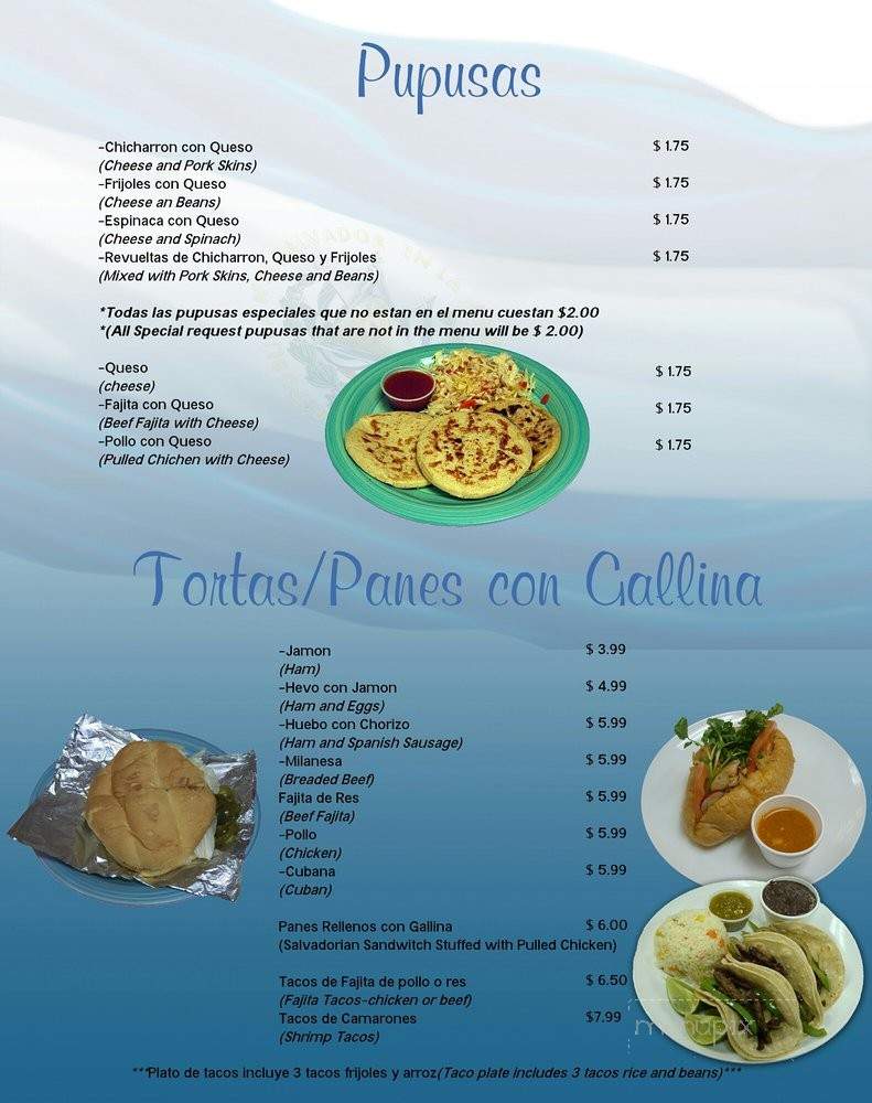 Menu of Rosi's Pupuseria in Mesquite, TX 75149