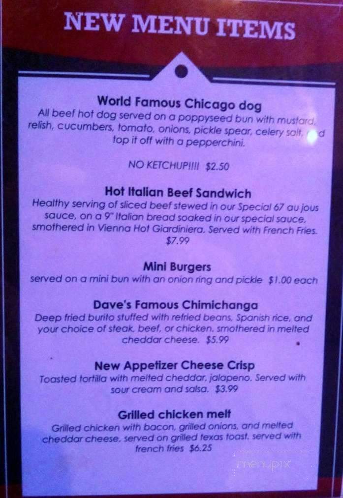 Route 67 Bar & Grill - Mooresville, IN menu_pic