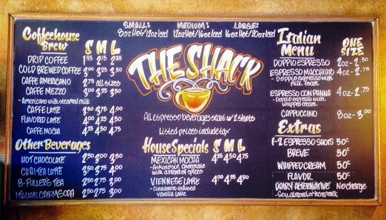Shack Coffee - Seattle, WA menu_pic