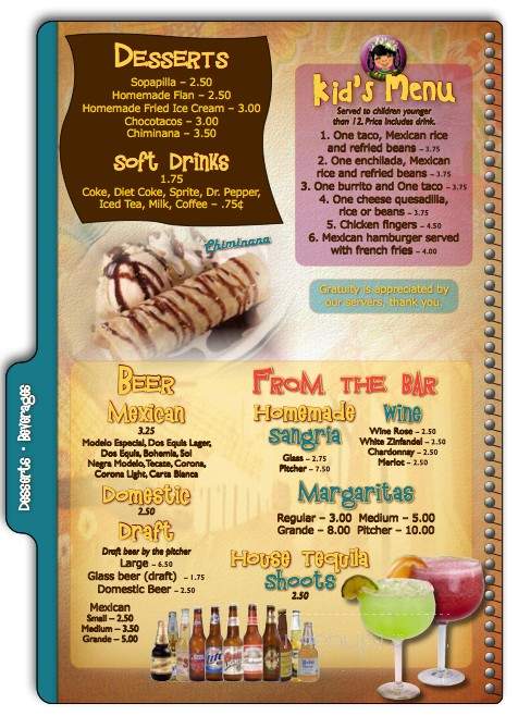Sierra's Mexican Grill - Spartanburg, SC menu_pic