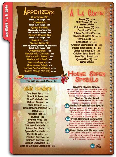 Sierra's Mexican Grill - Spartanburg, SC menu_pic
