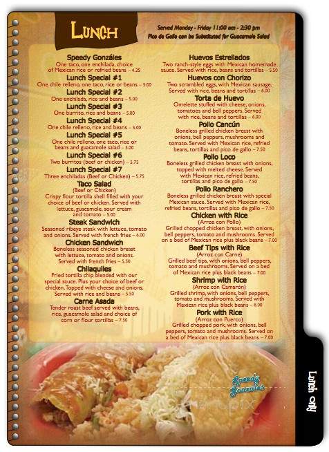 Sierra's Mexican Grill - Spartanburg, SC menu_pic