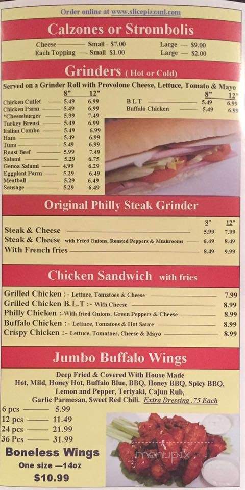 Slyce Pizza Bar - New London, CT menu_pic