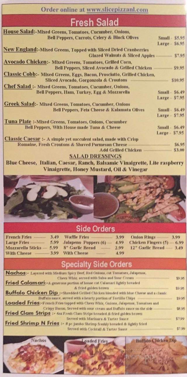 Slyce Pizza Bar - New London, CT menu_pic