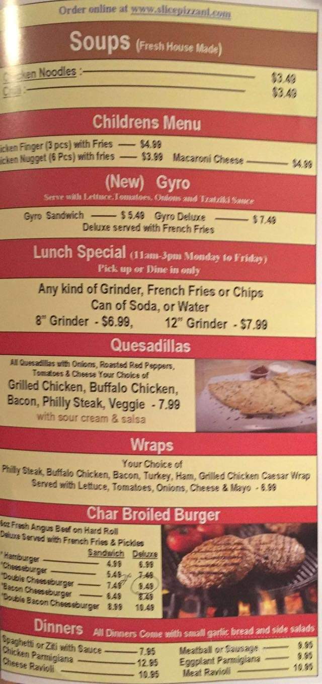 Slyce Pizza Bar - New London, CT menu_pic