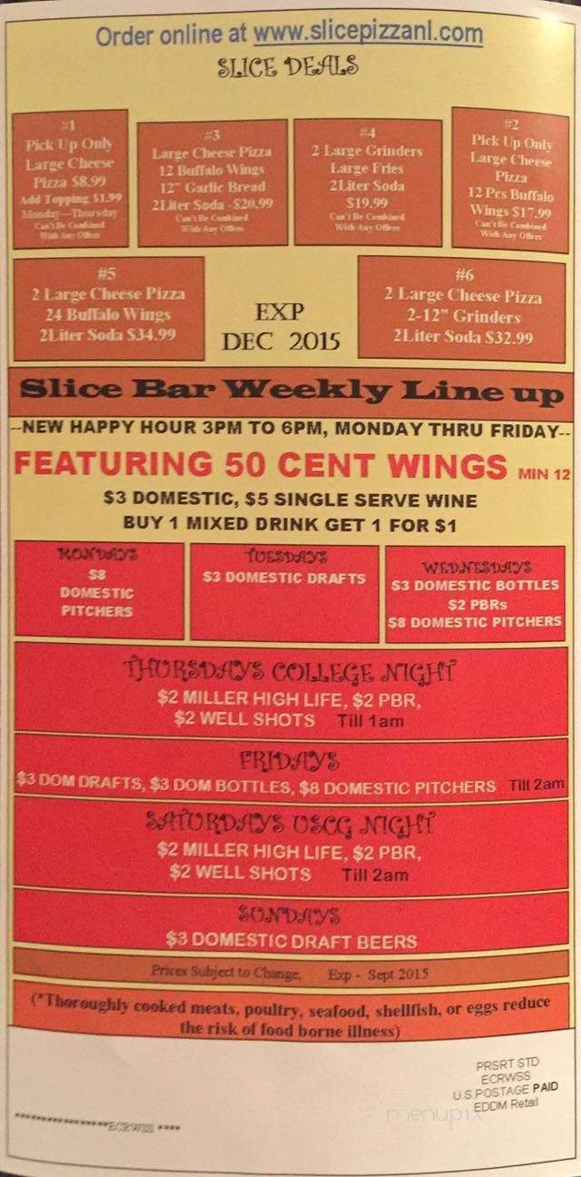 Slyce Pizza Bar - New London, CT menu_pic