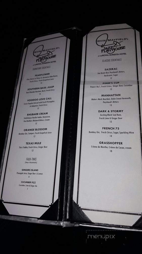 Irvin Mayfield's Jazz Playhouse - New Orleans, LA menu_pic