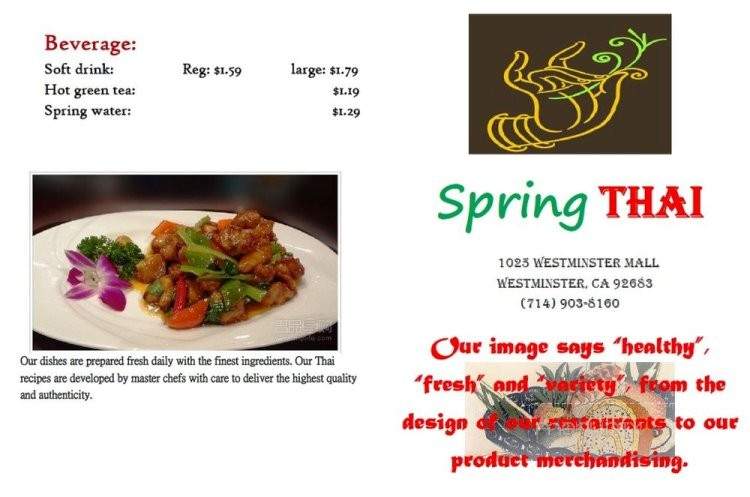Spring Thai - Westminster, CA menu_pic