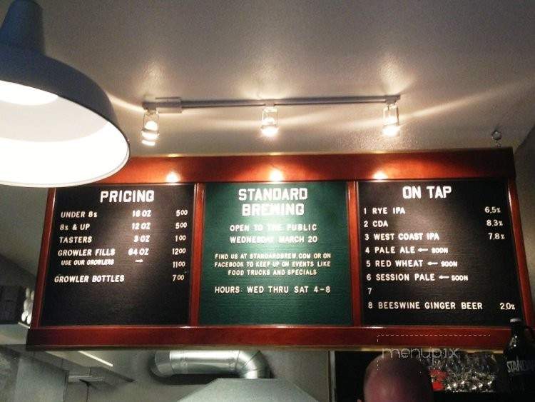 Standard Brewing - Seattle, WA menu_pic