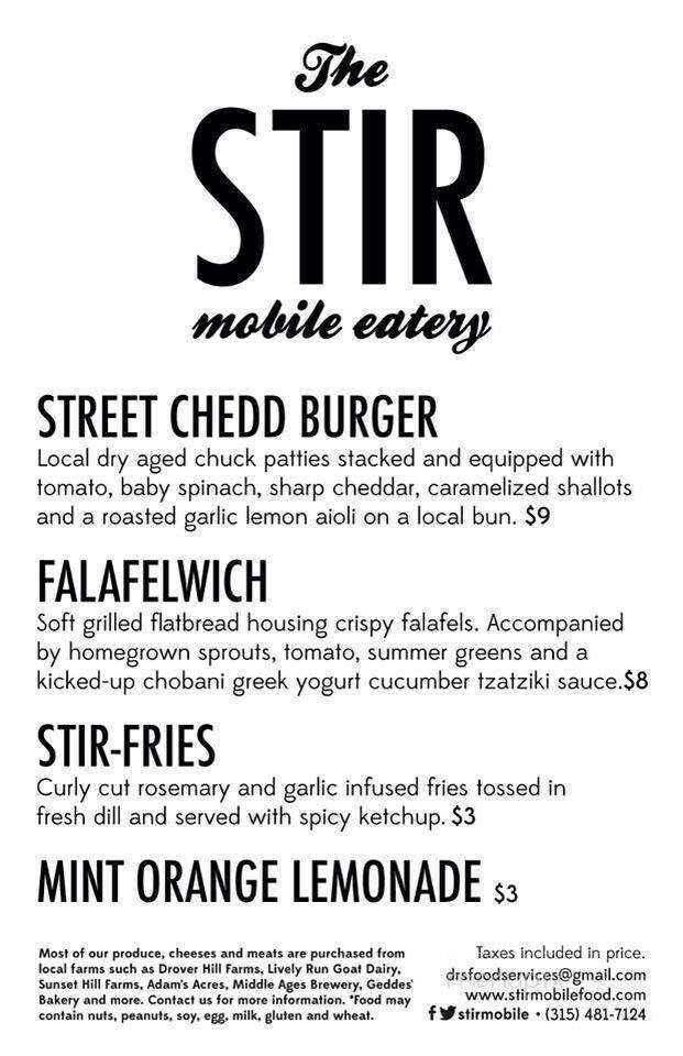 The Stir Mobile Eatery - Syracuse, NY menu_pic