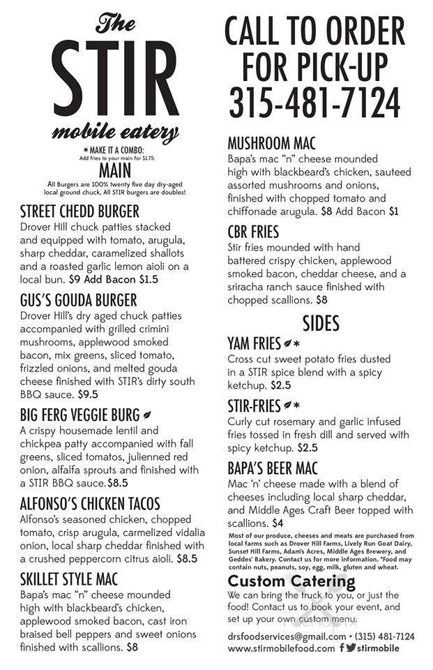The Stir Mobile Eatery - Syracuse, NY menu_pic