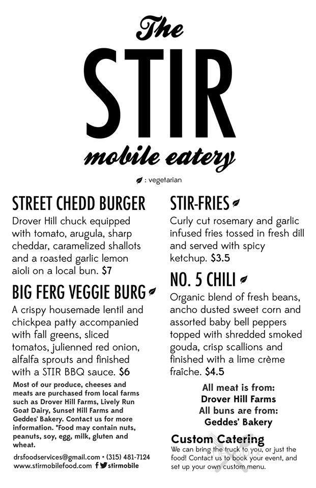 The Stir Mobile Eatery - Syracuse, NY menu_pic