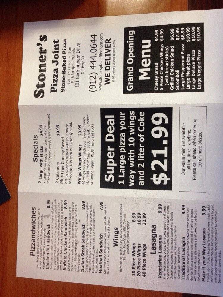 Stoner's Pizza Joint - Guyton, GA menu_pic