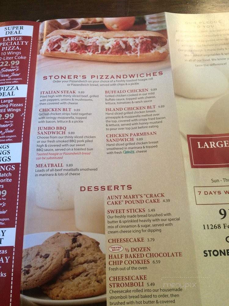 Stoners Pizza Joint - Richmond Hill, GA menu_pic