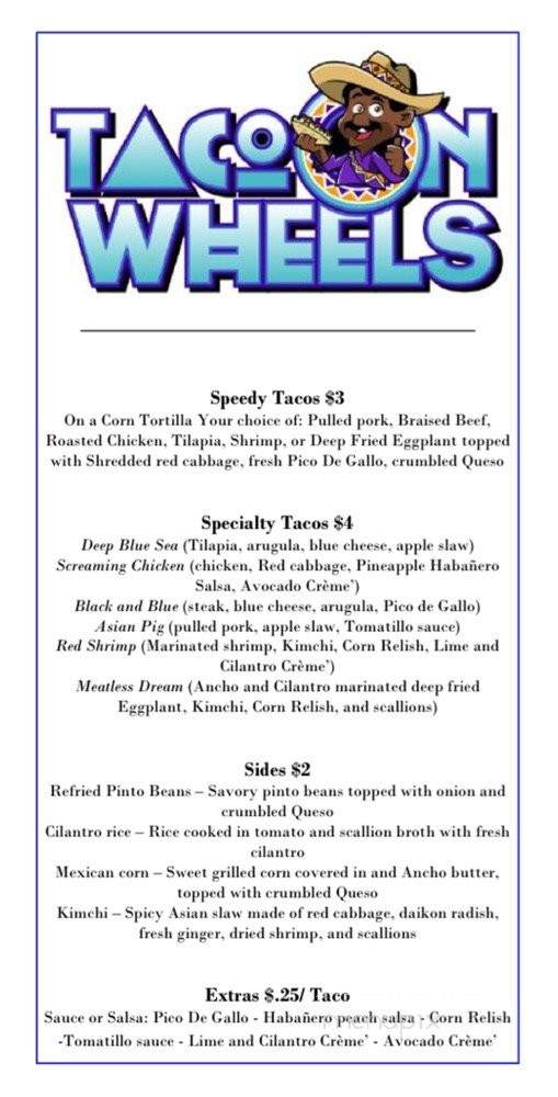 Taco On Wheels - Indianapolis, IN menu_pic