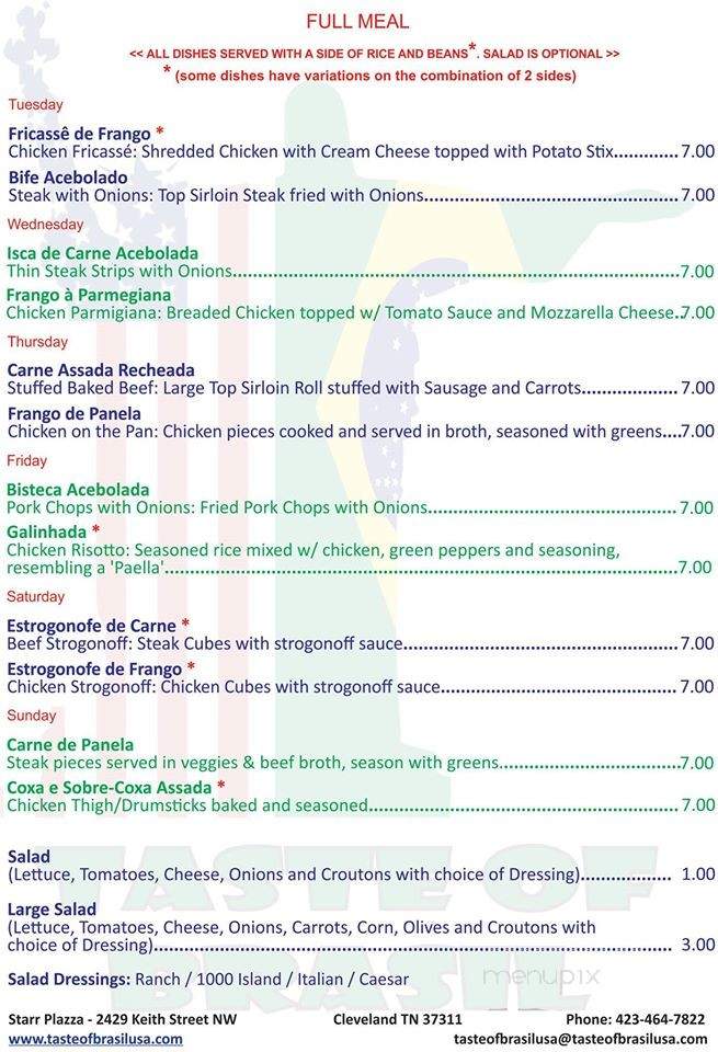 Taste of Brasil - Cleveland, TN menu_pic