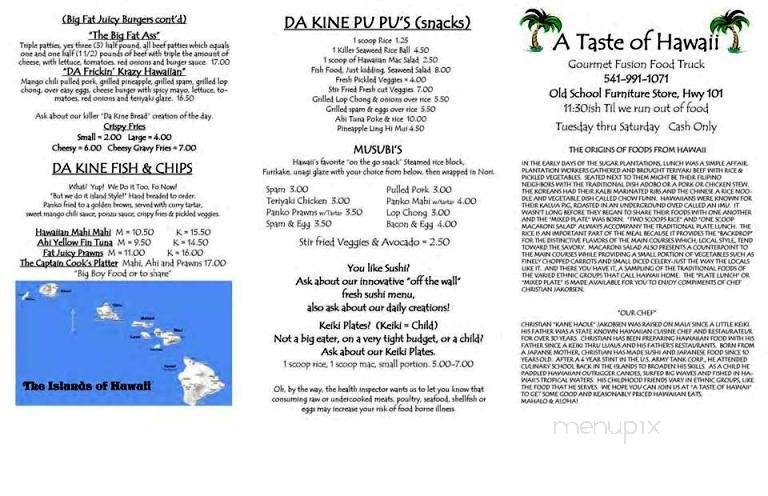 A Taste Of Hawaii - Florence, OR menu_pic