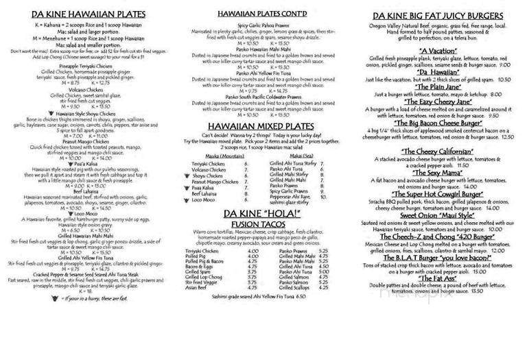 A Taste Of Hawaii - Florence, OR menu_pic