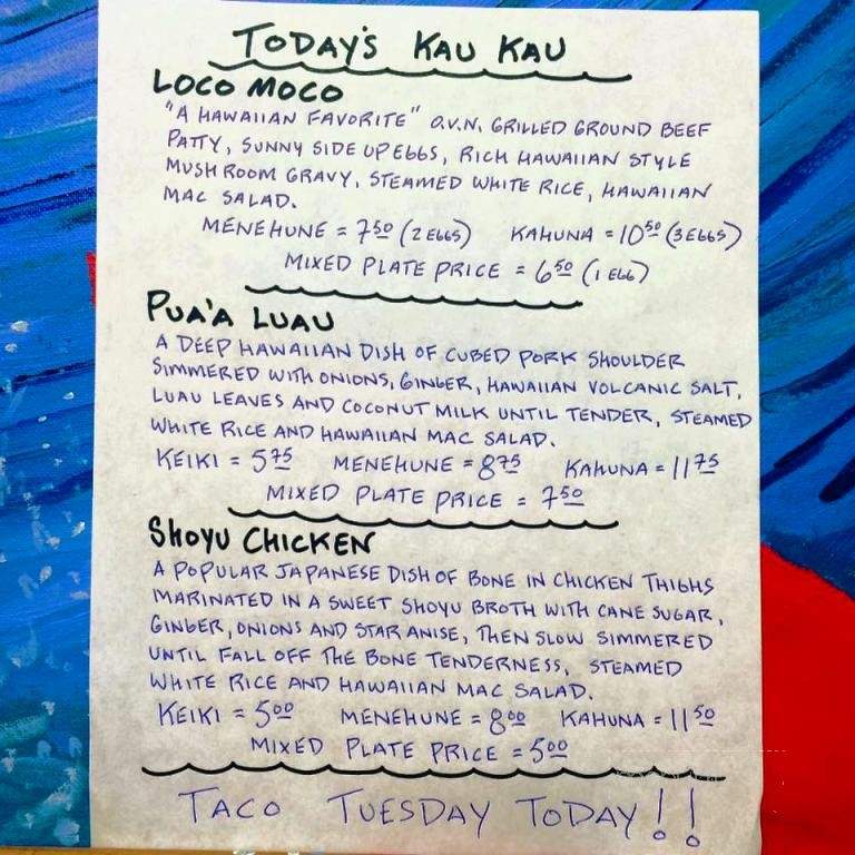 A Taste Of Hawaii - Florence, OR menu_pic