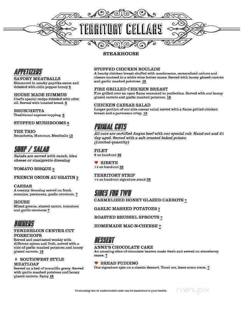 Territory Cellars - Stroud, OK menu_pic
