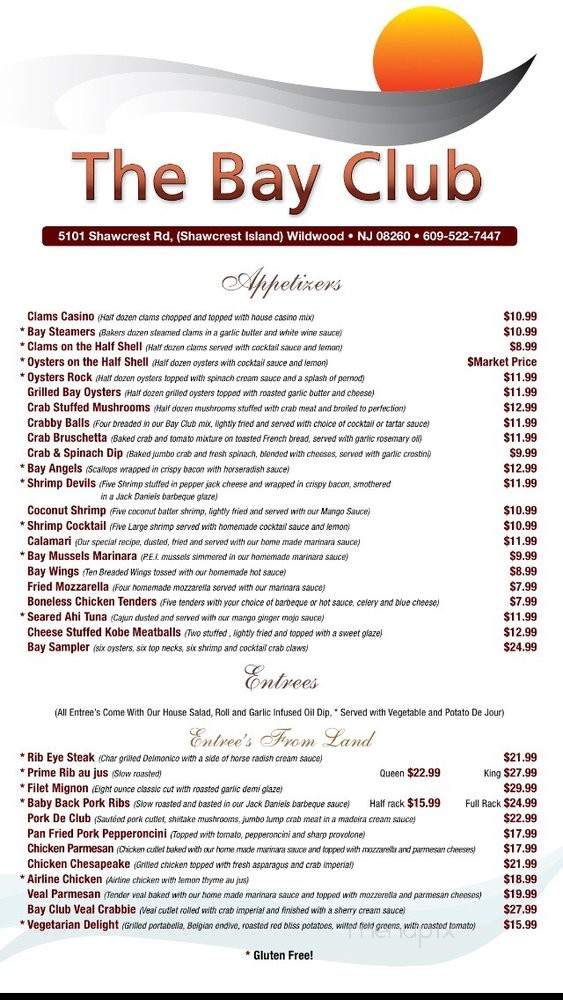 The Bay Club - Wildwood, NJ menu_pic