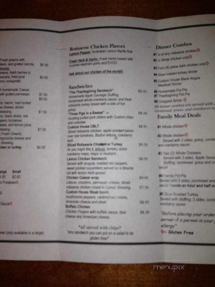 The Custom House Rotisserie - Salem, MA menu_pic