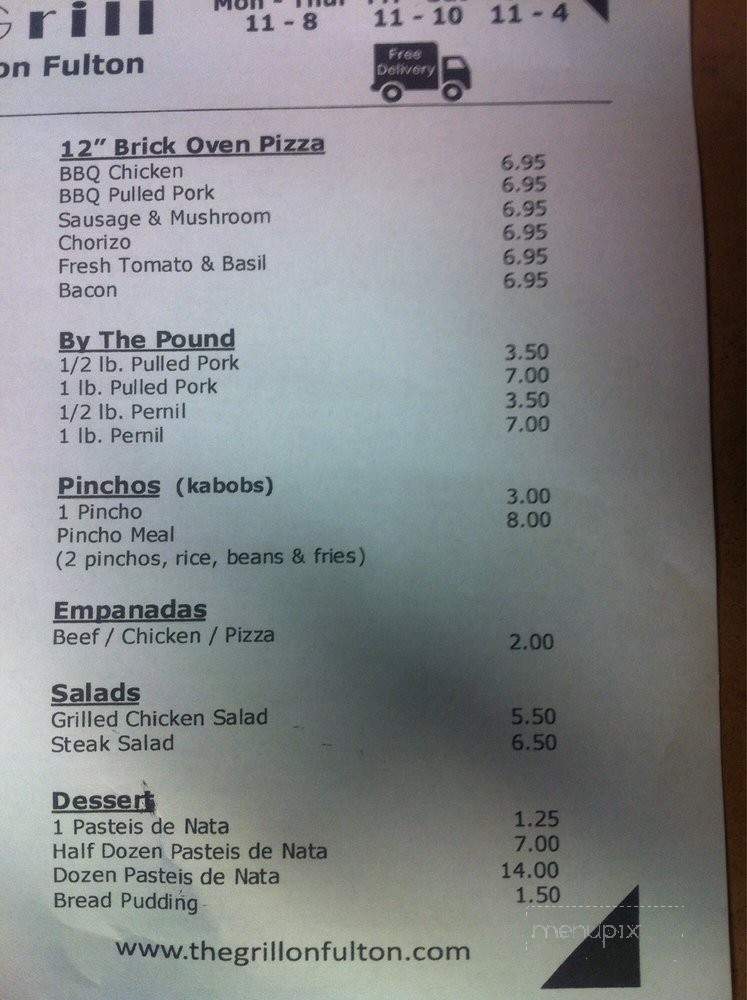 The Grill On Fulton - Cleveland, OH menu_pic
