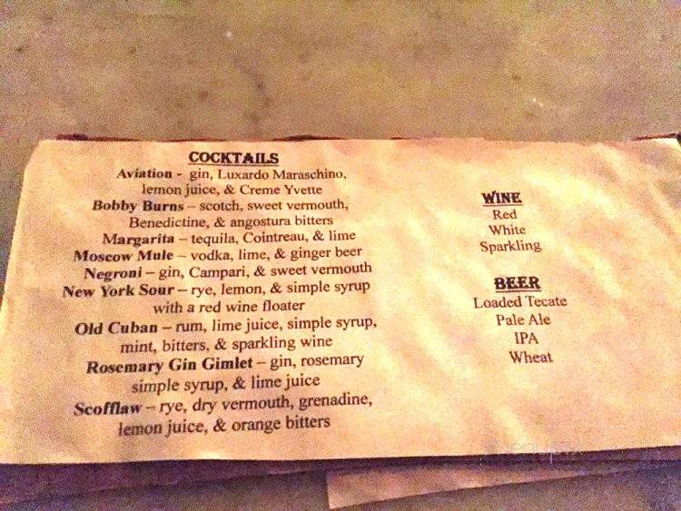 The Speak - Washington, DC menu_pic