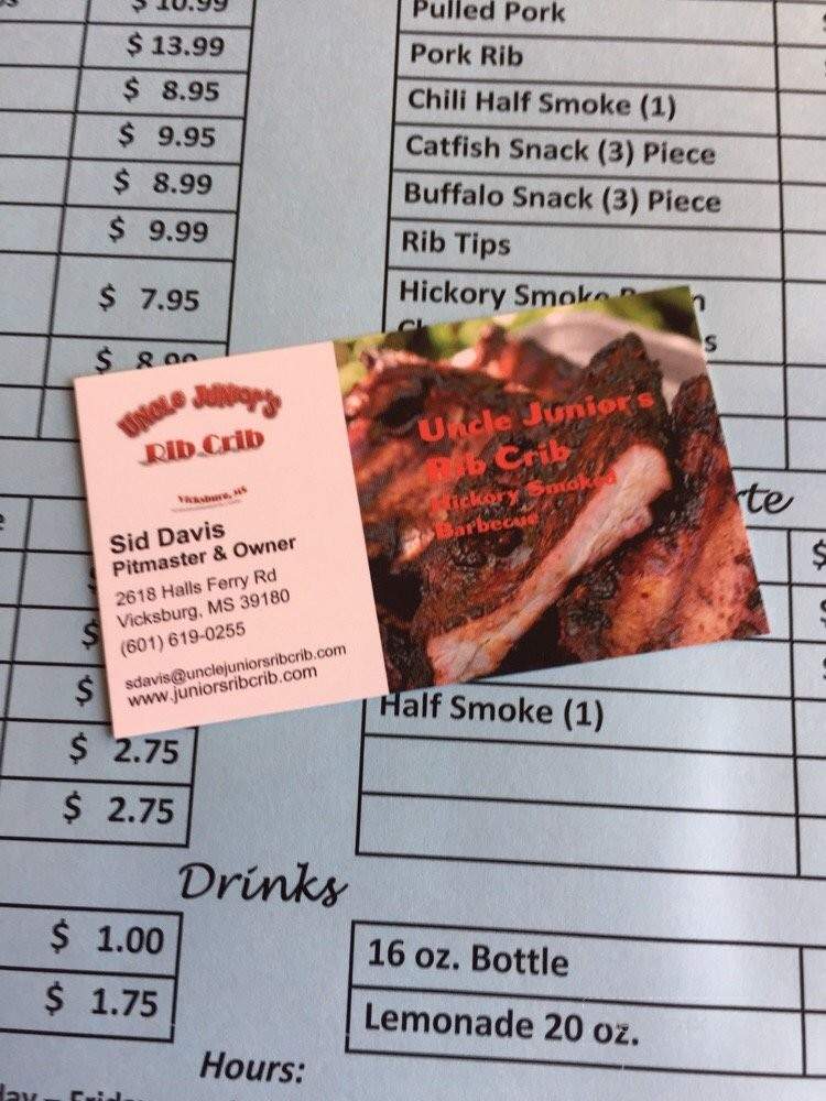 Uncle Junior's Rib Crib - Vicksburg, MS menu_pic