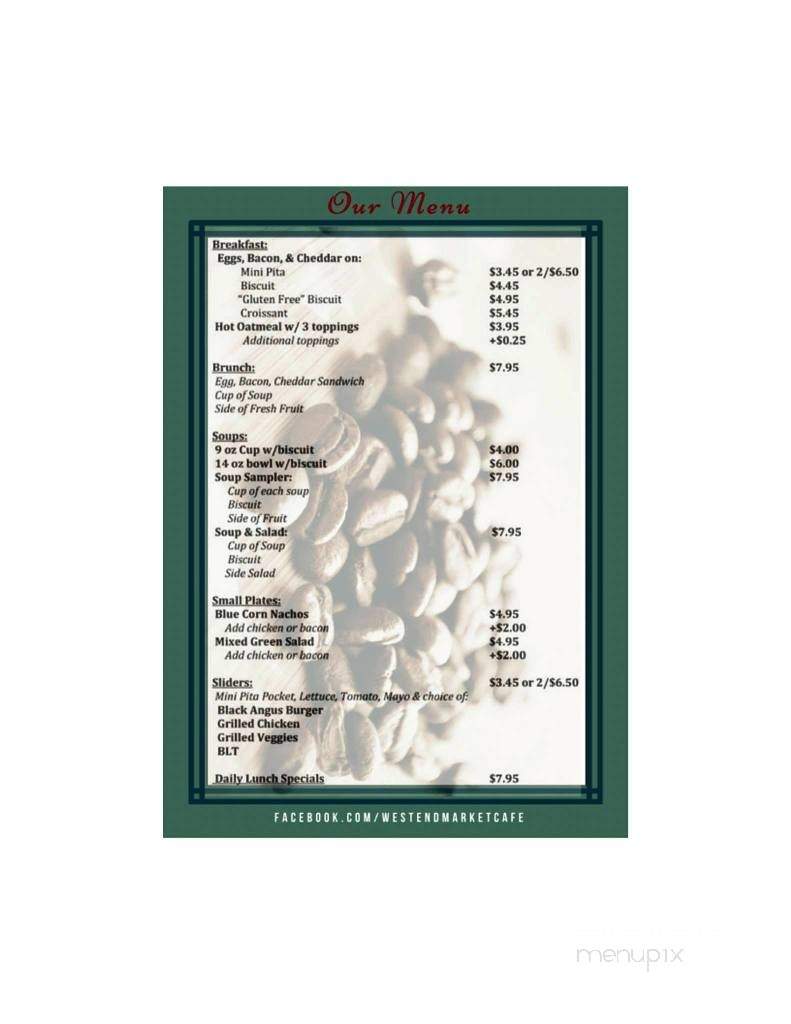 West End Market Cafe - Wellsboro, PA menu_pic