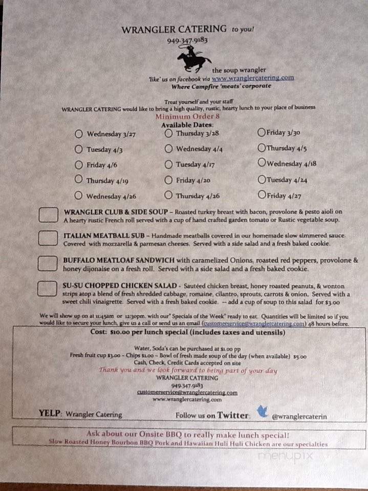 Wrangler Catering - Laguna Niguel, CA menu_pic