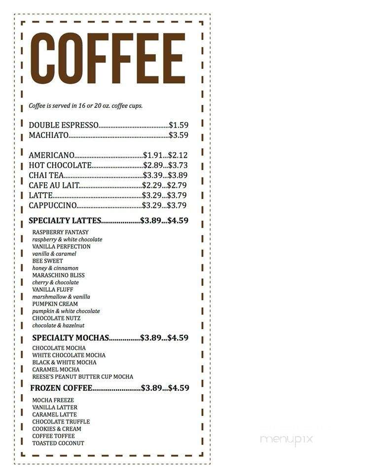 Yogurt Cafe & Coffee Creations - Mebane, NC menu_pic