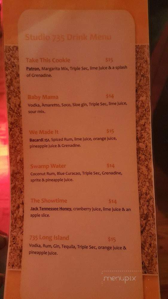 Studio 735 - New York, NY menu_pic