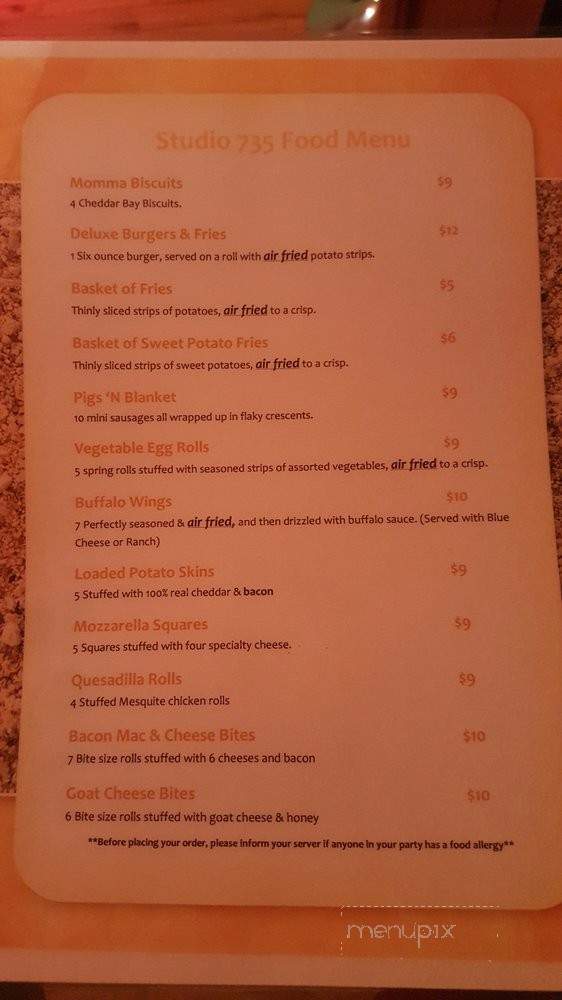 Studio 735 - New York, NY menu_pic
