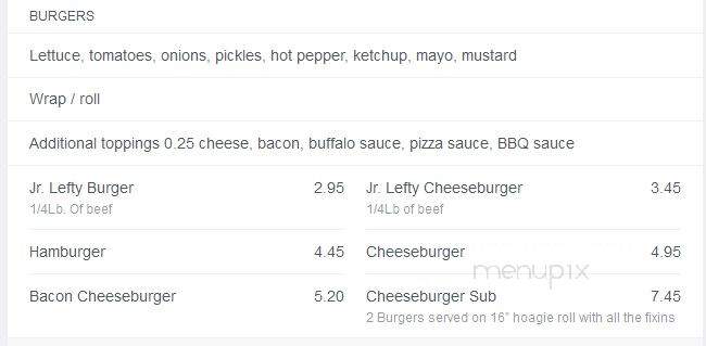 Lefty's Irish Pub and Restaurant - Marcus Hook, PA menu_pic