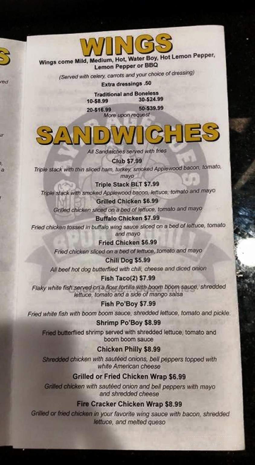 Average Joes Sports Grill - Rockmart, GA menu_pic