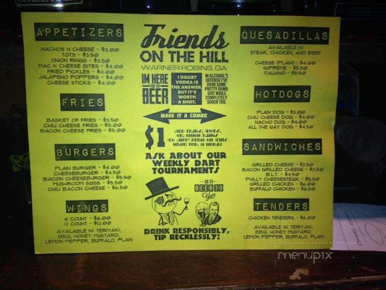 Friends On the Hill - Warner Robins, GA menu_pic
