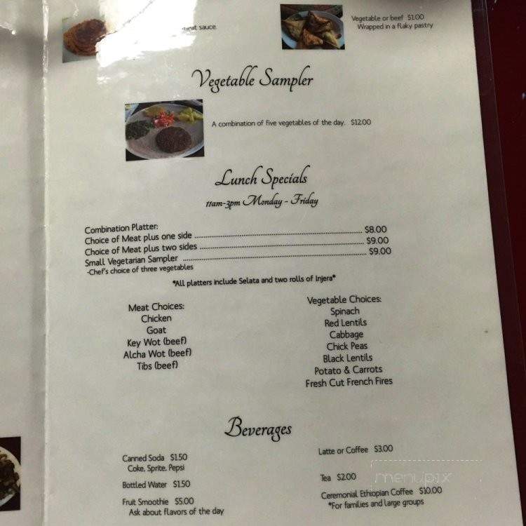 Habesha Ethiopian Restaurant - Fargo, ND menu_pic