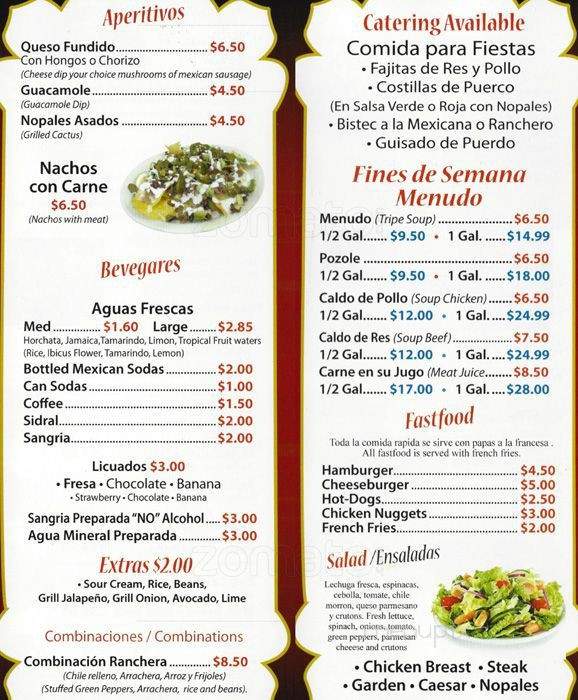 Parrilladas Mexican Grill - Cicero, IL menu_pic